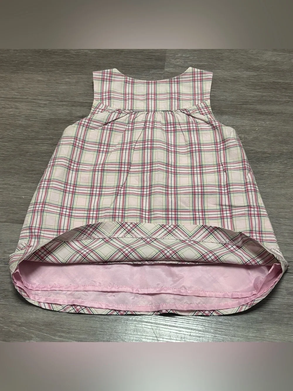 Vintage Talbots Kids Pink Pastel Plaid Dress Jumper Lined 12-18M